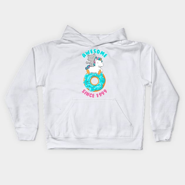 Donut Kitten Unicorn Awesome since 1999 Kids Hoodie by cecatto1994